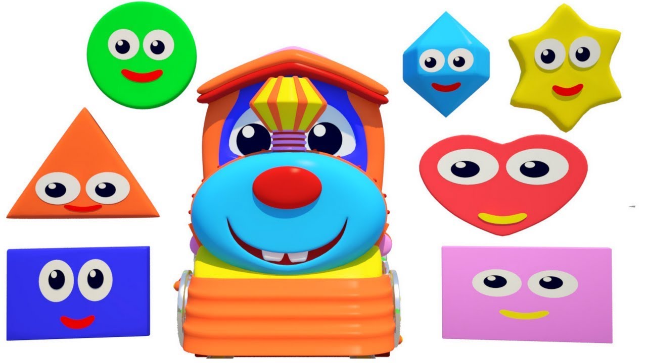 Shapes Song For Children | Train Nursery Rhyme Learn Shapes and Colors