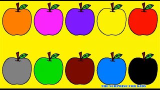 Learn Colours For Kids With Apples Balloons Colouring Page | The Surprise For Kids
