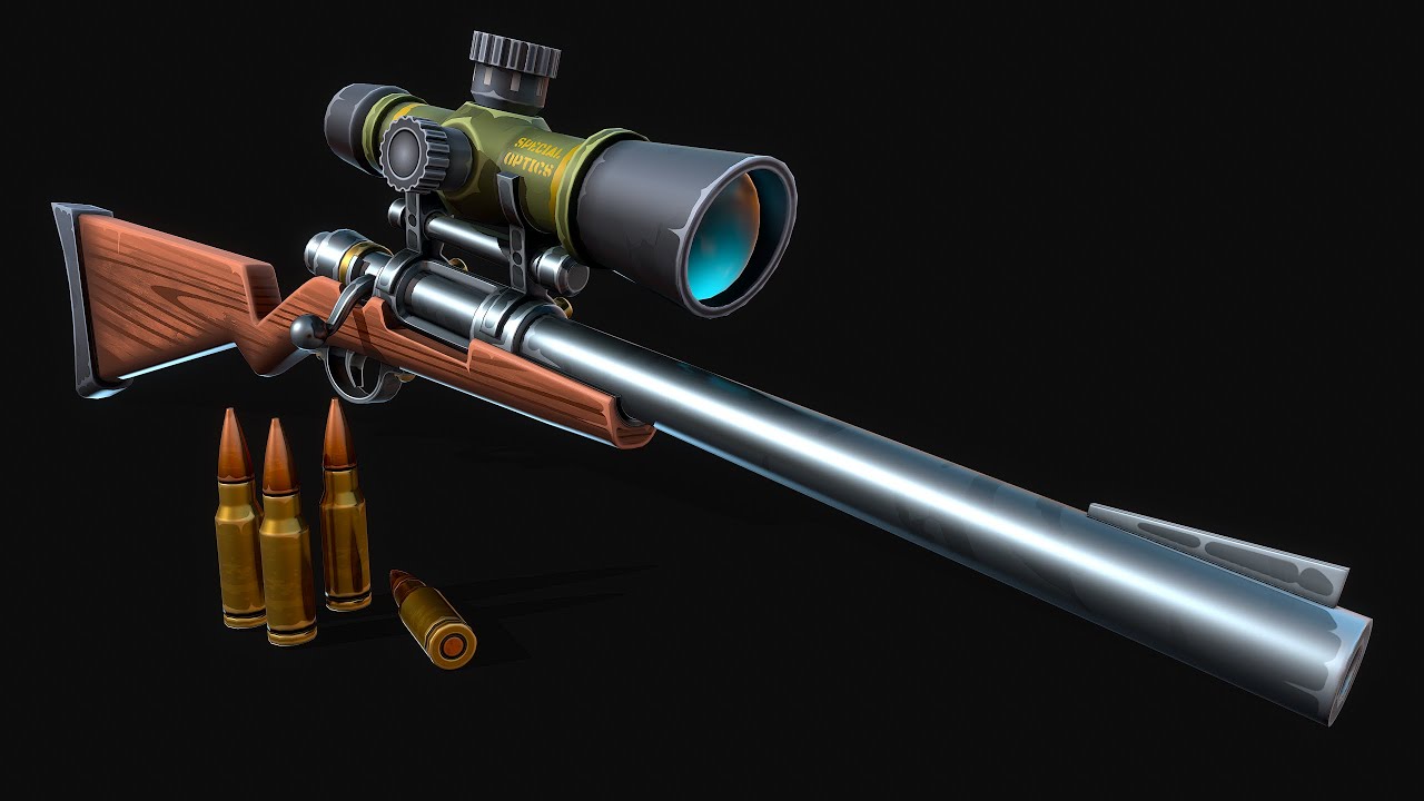 Stylized Sniper Rifle 3D Model