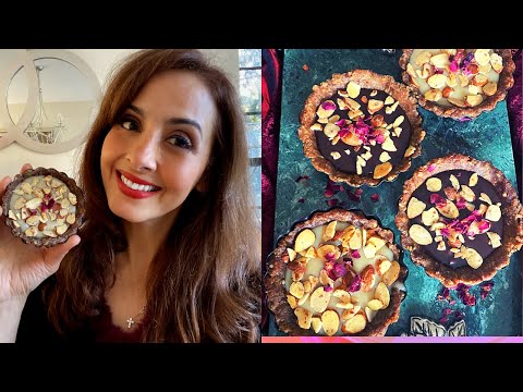 NO BAKE CHOCOLATE TAHINI TART- with DATE WALNUT CRUST!