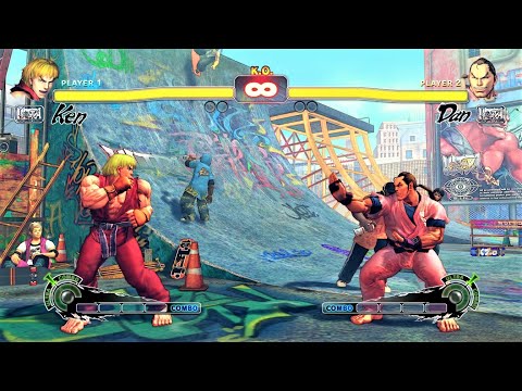 Ken vs Dan Hibiki (Hardest AI) - Ultra Street Fighter IV
