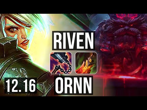RIVEN vs ORNN (TOP) | 2.9M mastery, 9/1/3, 600+ games, Legendary | EUW Master | 12.16