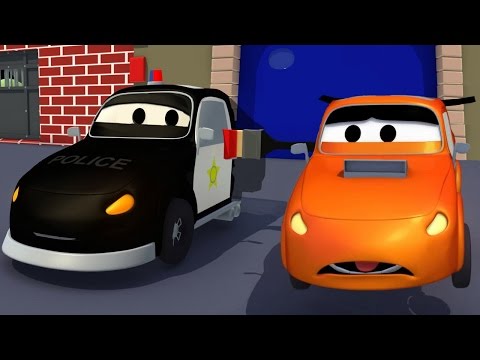 Der Streifenwagen: Die unsichtbar machende Farbe in Car City/ Autos und Lastwagen Bau-Cartoon-Serie