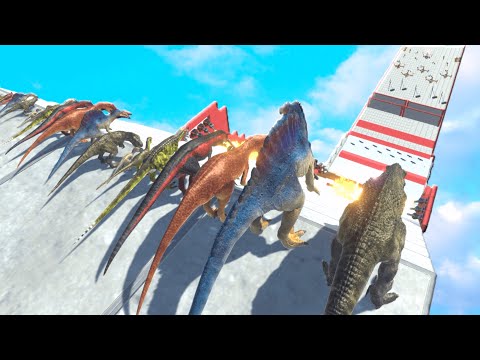 Different Size Carnivorous Dinosaurs Biggest Slide Race -Animal Revolt Battle Simulator