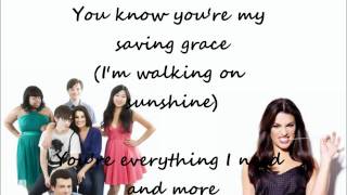Glee cast - Halo / Walking on sunshine ( LYRICS )