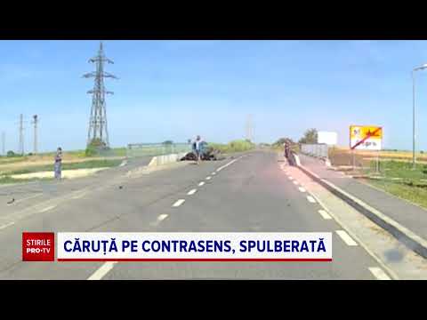 O căruță în care se aflau două persoane a fost spulberată de un șofer băut