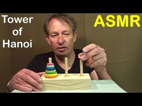 ASMR? Tower of Hanoi puzzle solved -  1 to 9 discs - scraping, rattles, clicks
