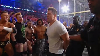 Arrests are made during the chaotic aftermath of the WWE Triple Threat Match: Hell in a Cell 2011