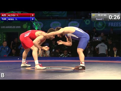 Round 1 FS - 57 kg: Yashar ALIYEV (AZE) df. Sezar AKGUL (TUR), 9-4
