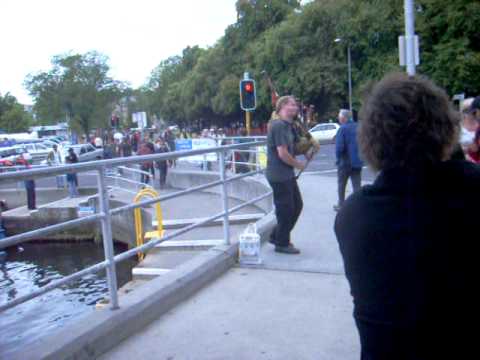 Bagpipe Busker at Hobart