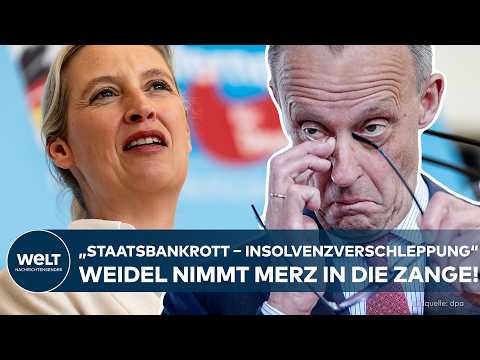 Video Thumbnail: AFD: „Insolvenzverschleppung!“ Weidel nimmt Kanzler Merz kräftig in die Zange!