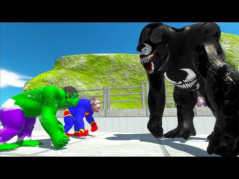 HULK AND SUPERMAN VS VENOM GORO THE GIANT DEADLY SEA TOUR - Animal Revolt Battle Simulator