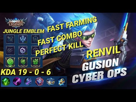 Gusion Emblem Jungle, Fast farming, Fast combo, Perfect kill | Renvil | Mobile Legends Bang Bang