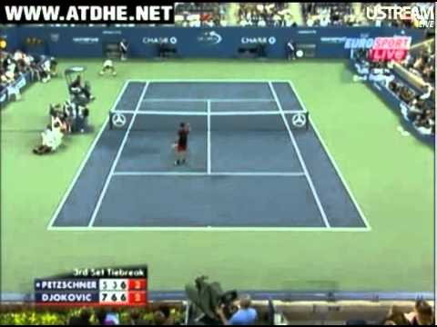 Novak Djokovic vs Philipp Petzschner US Open 2010 2nd round final set tiebreaker