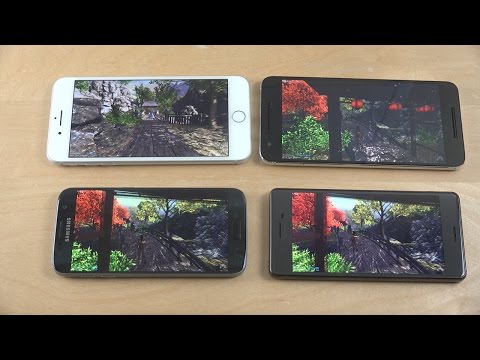 Samsung Galaxy S7 Android 7.0 vs. iPhone 7 Plus vs. Sony Xperia X Performance vs. Nexus 6P AnTuTu!