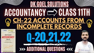 ACCOUNTS FROM INCOMPLETE RECORDS CLASS 11th | CHAPTER 22 | DK GOEL | Q-20,21,22 | ADDITIONAL QUES |
