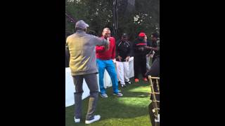 Jeffrey Osborne at George Lopez Celebrity Golf Classic getting comedians to Woo Woo Woo