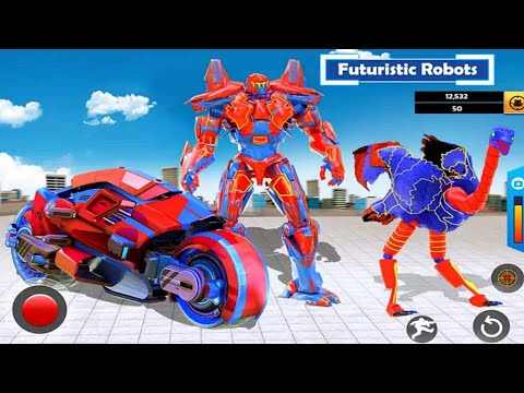 Flying Bike Ostrich Robot Game: Red Bike Robot Transform - Android Gameplay