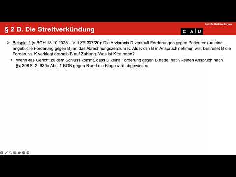 Vertiefung ZPO Erkenntnisverfahren – Folge 06 (Streitverkündung; Interventionswirkung)