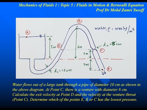Mechanics of Fluids - Topic 5 - Example 2 - Bernoulli Equation 2