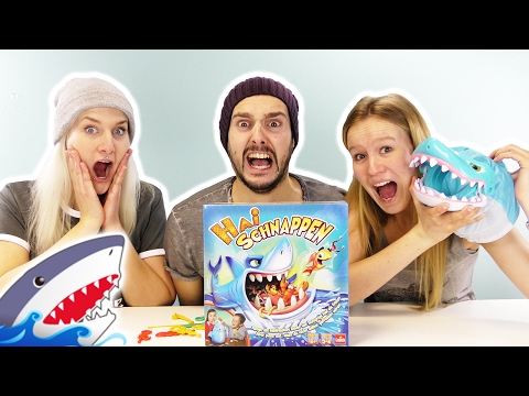 HAI ANGRIFF! HAI SCHNAPPEN EXTREM Challenge! Kaan vs Kathi vs Nina - Spiel mit mir Kinderspielzeug