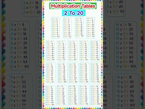 Multiplication Table 2 to 20/Table Of 2 to 20/ Maths Tables/Multiplication Tables/Times Table/Pahada
