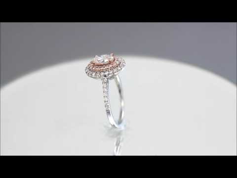 14k White Rose Gold Oval Cut Diamond Pink Diamonds Engagement Ring Halo 1.30cts - KNR INC - 1017
