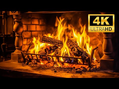 Perfect Night With Relaxing Fireplace Burning 🔥🔥 | 4K Fireplace With Crackling Fire Sounds 3 Hours