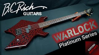 Video thumbnail for B.C. Rich Warlock Platinum Series Bass 1990 Black Red Crackle EMG pickups guitar close up video by Oxford Guitars