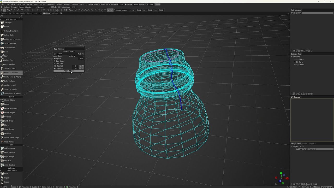 Modeling Tools: Surface Revolve