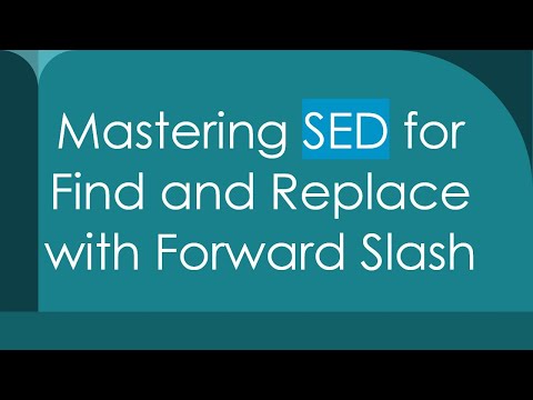 Sed Replace Backslash With Forward Slash