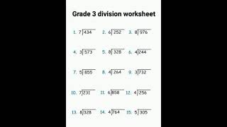 Grade 3 division worksheet