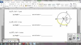 Geo: Unit 10 Day 1 HW- Parts of Circle