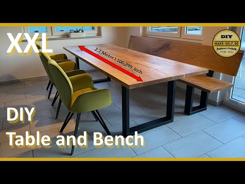 Wie man aus einem Baum einen rustikalen Eiche Esstisch mit Bank baut.