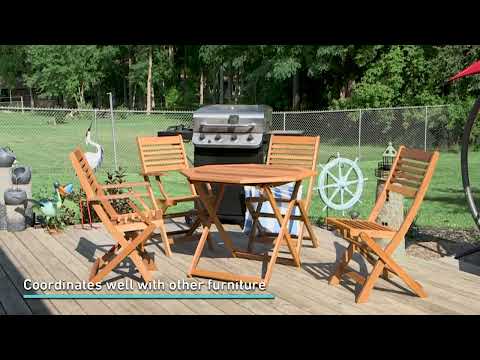 Ultimate Patio Meranti Wood Outdoor Folding Patio Armchairs Overview