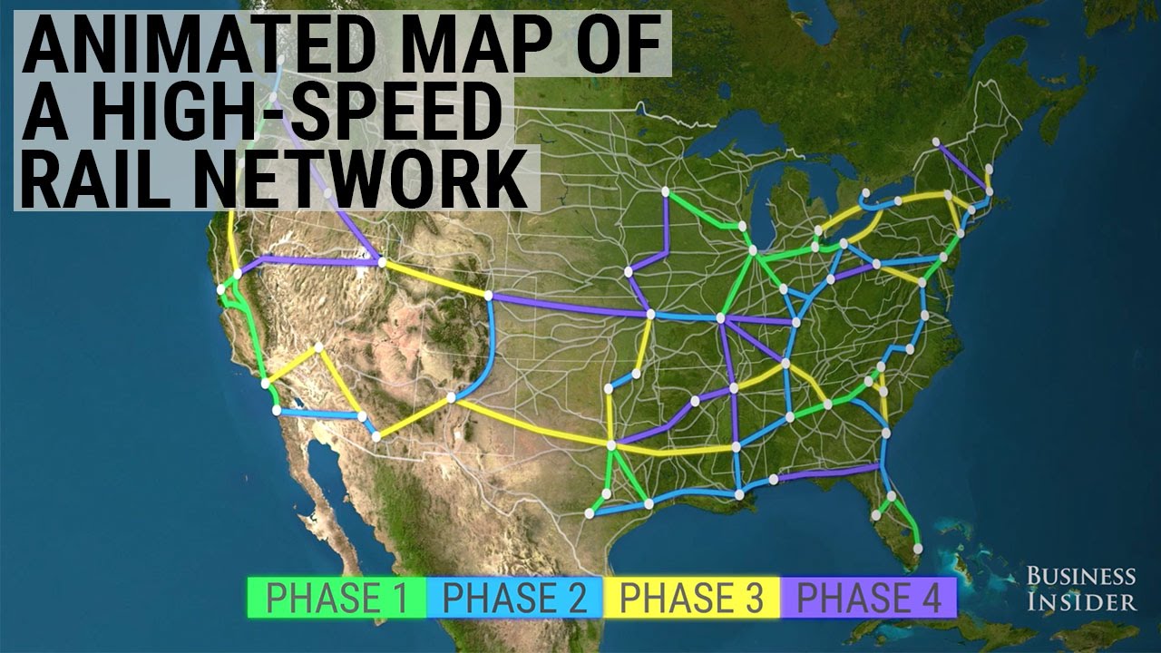 This animated map shows how radically a high-speed train system would improve travel in the US
