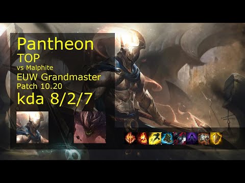 Pantheon Top vs Malphite - EUW Grandmaster 8/2/7 Patch 10.20 Gameplay