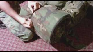preview picture of video 'Attach Sleeping bag ECWS or other to Alice pack Military Survival'