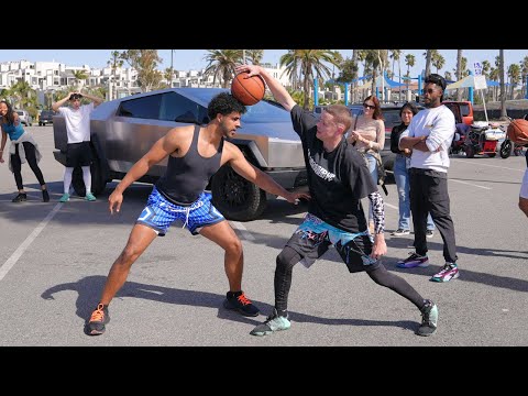 Professor Pulls up in CYBER TRUCK Goes 1v1 vs Swole 6'5" College Hooper.. LOSES?
