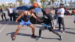 Professor Pulls up in CYBER TRUCK Goes 1v1 vs Swole 6'5 College Hooper.. LOSES?