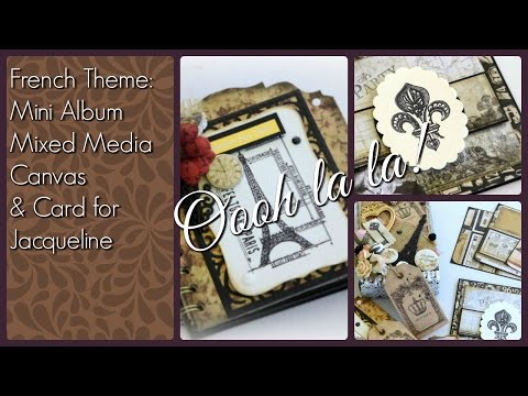 Paris Theme Mini Album | Mixed Media Canvas | Birthday Card