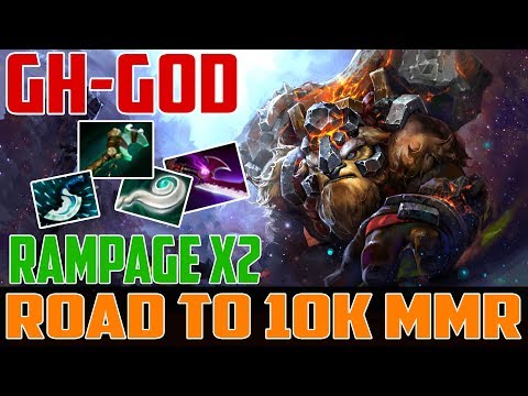 GH-God Earthshaker | 26 kills Rampage x2 | Road to 10K MMR | Dota 2 Gameplay 2017