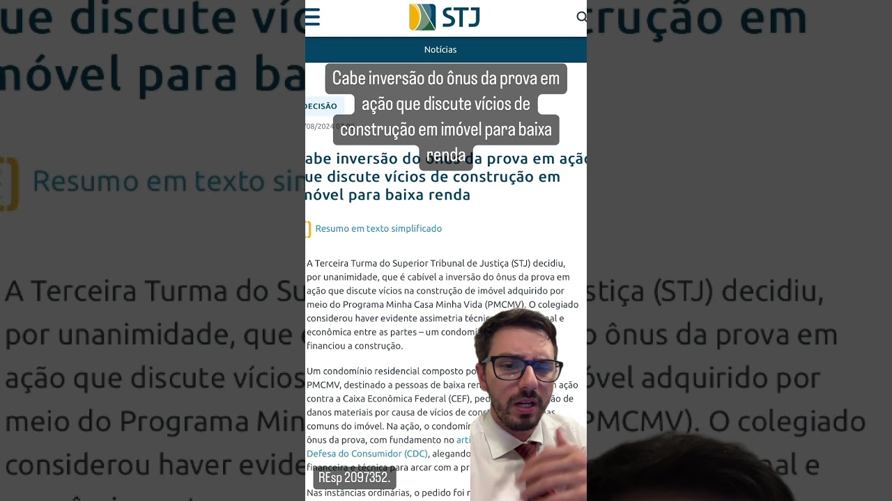 #STJ É possivel a inversão do ônus da prova em caso de residências do “minha casa minha vida”.