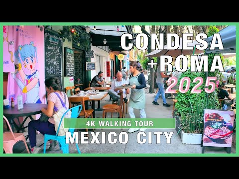 Experience LA CONDESA & ROMA NORTE in Mexico City | 4K City Walking Tour | Immersive 3D Audio