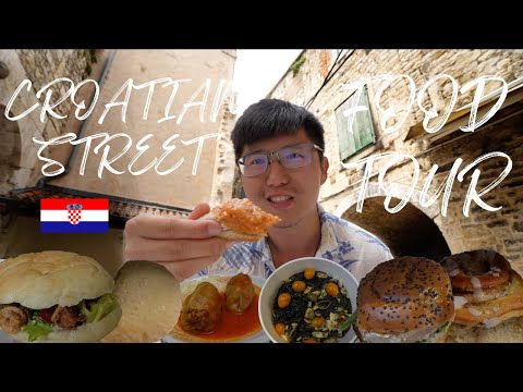 CROATIAN 🇭🇷 STREET FOOD TOUR - SQUID SANDWICH, RAFIOLI, Peppers, Tuna Burger in Split, Croatia!
