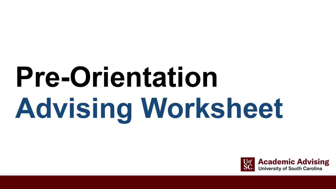 Pre-Orientation Worksheet (Advisors)