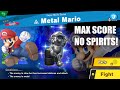 Super Smash Bros Ultimate Metal Mario No Spirits MAX SCORE NO DAMAGE