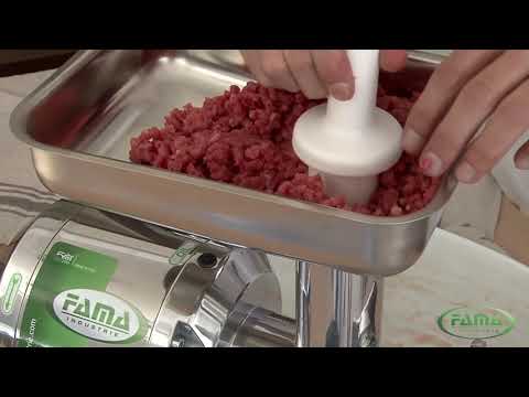 FAMA TS12 Electric Meat Mincer - Stainless Steel Removable Grinding Unit - Manufacturer's video