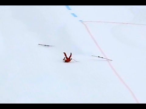 HIGH SPEED SKI CRASH - spectacular fail over 170kph - Bastien Montes