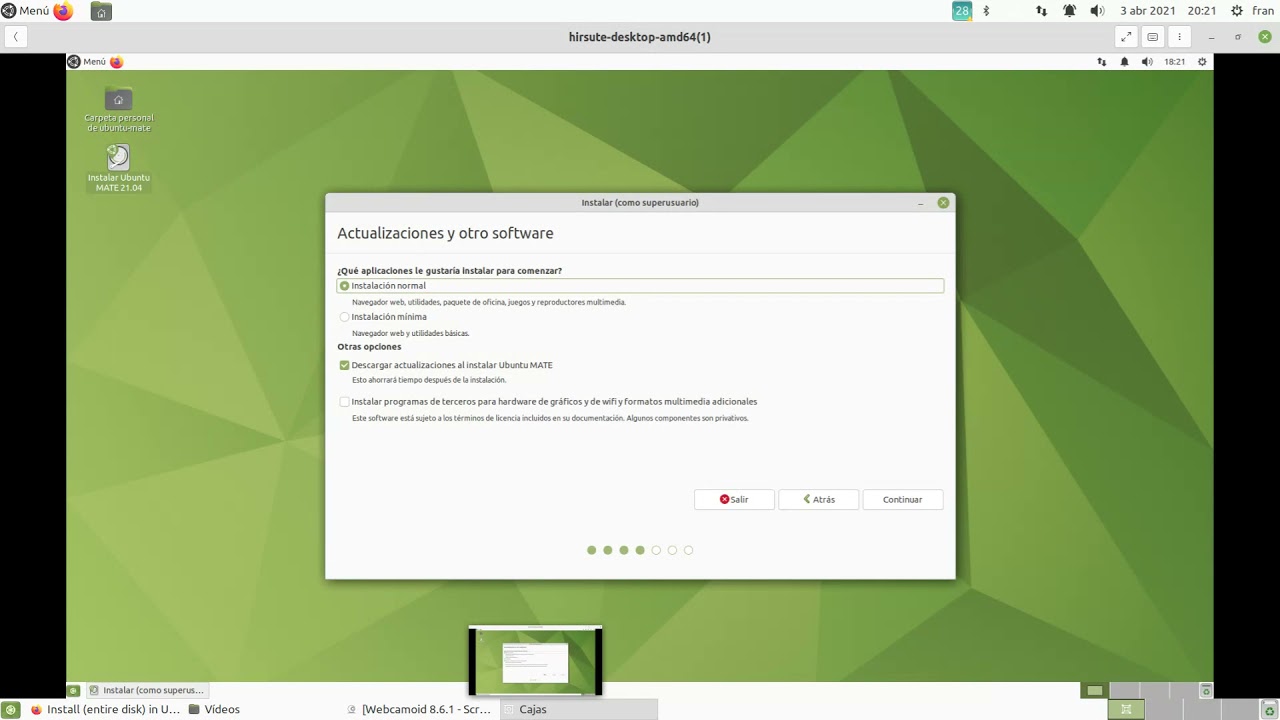 Test de Ubuntu Mate 21 04 (Versión de Desarrollo al día)